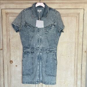 Pistola Brix Aviator Cotton Mini Dress Denim Jean Meridien Size Large NWT